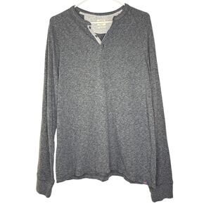 Faherty Men's Large Henley Organic Cotton Blend Grey Gray Heather Fall Preppy